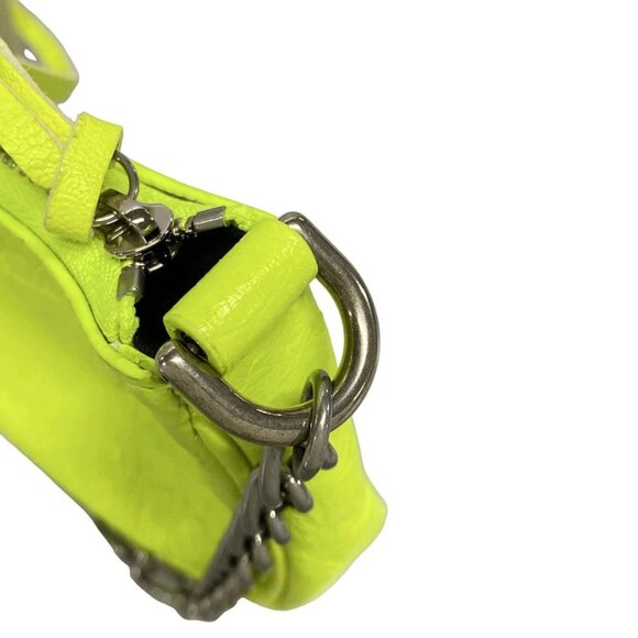 Auth BALENCIAGA Le Cagor 6958141 Neon Yellow Leather Shoulder Bag - Picture 8 of 16